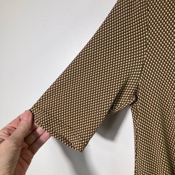 Womens Banana Republic Faux Wrap Dress 1/2 Sleeve Brown White S Polyester Spande - Picture 6 of 9